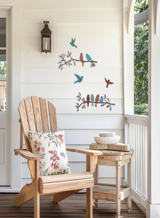 Walasis Metal Bird Wall Decor - Outdoor Birds on Tree Branch Decorative Wall Art Farmhouse Rustic Wall Sculpture Bird Ornament Hanging for Living Room Bathroom Kitchen Set of 5 - Image 2
